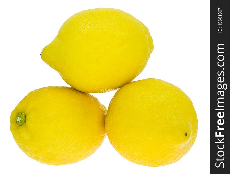 Three lemons isolated on white