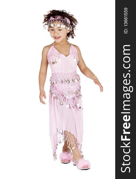 Afro american girl in a belly dancer outfit. Afro american girl in a belly dancer outfit