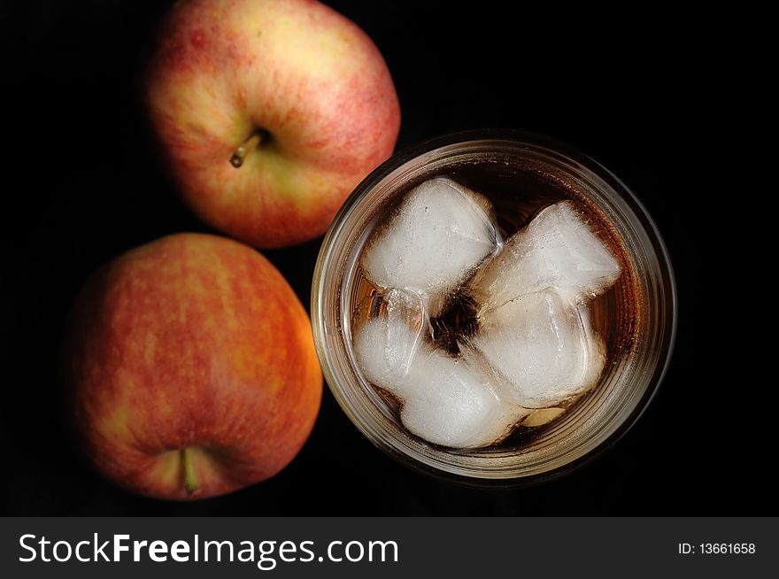 Apple with a glass of juice. Apple with a glass of juice