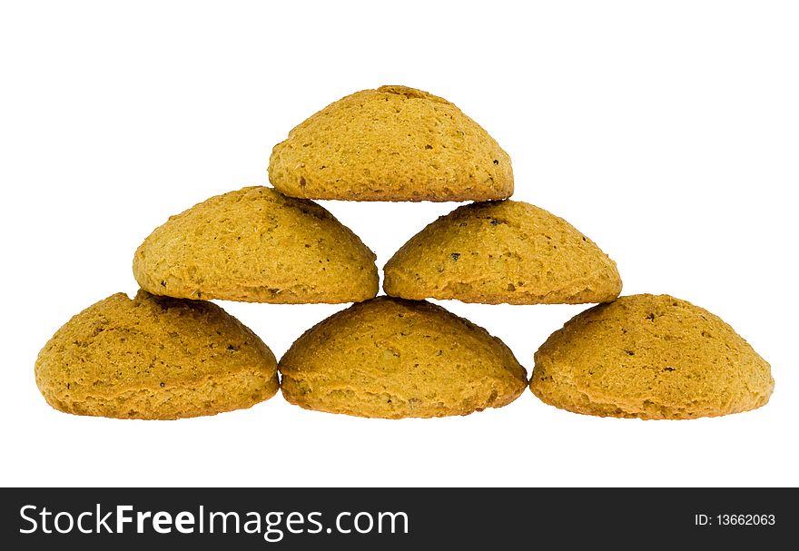 Oatmeal cookies isolated on white background