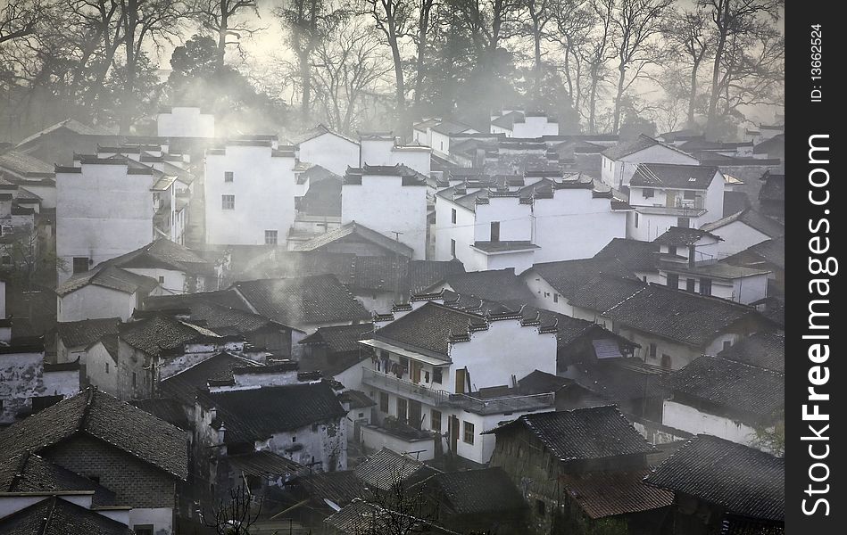 A view of a rural village at Shichun village in Jiangxi province, China. A view of a rural village at Shichun village in Jiangxi province, China.