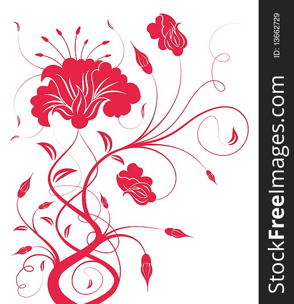 Illustration drawing of beautiful red flower pattern