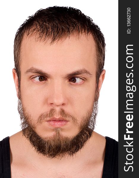 Series - Facial expressions of young man isolated on white background