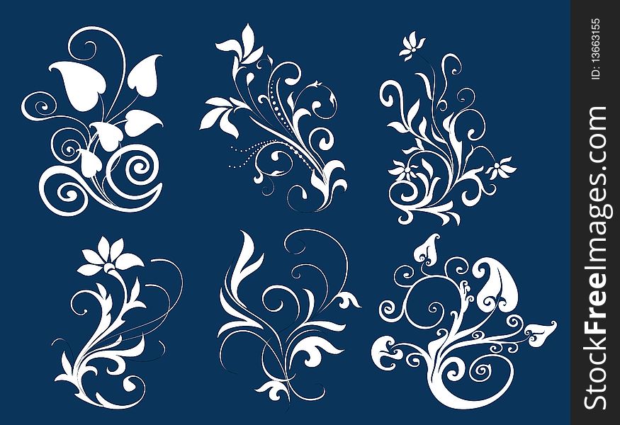 White flower pattern in blue background