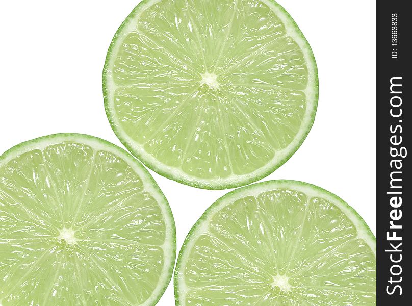 Lime citrus slice isolated on white background