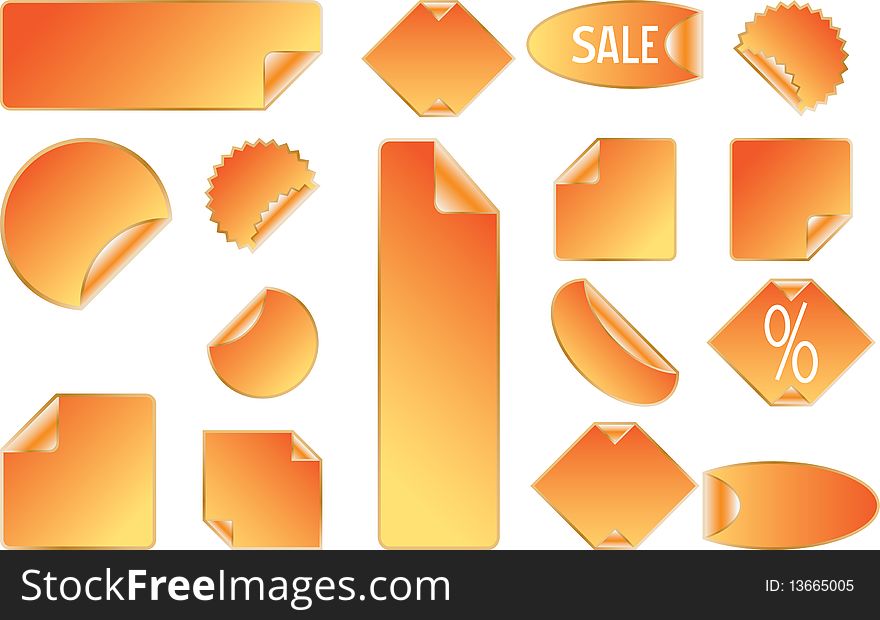 Orange sticker set . Isolated on a white background. Vector will be aditional