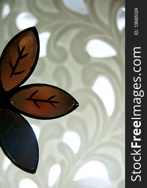 Part of flower on white ornamental background