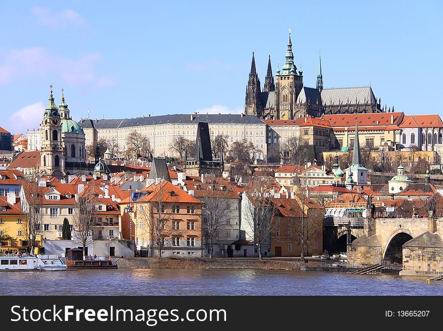The View on Prague Castle with the Charles Bridge