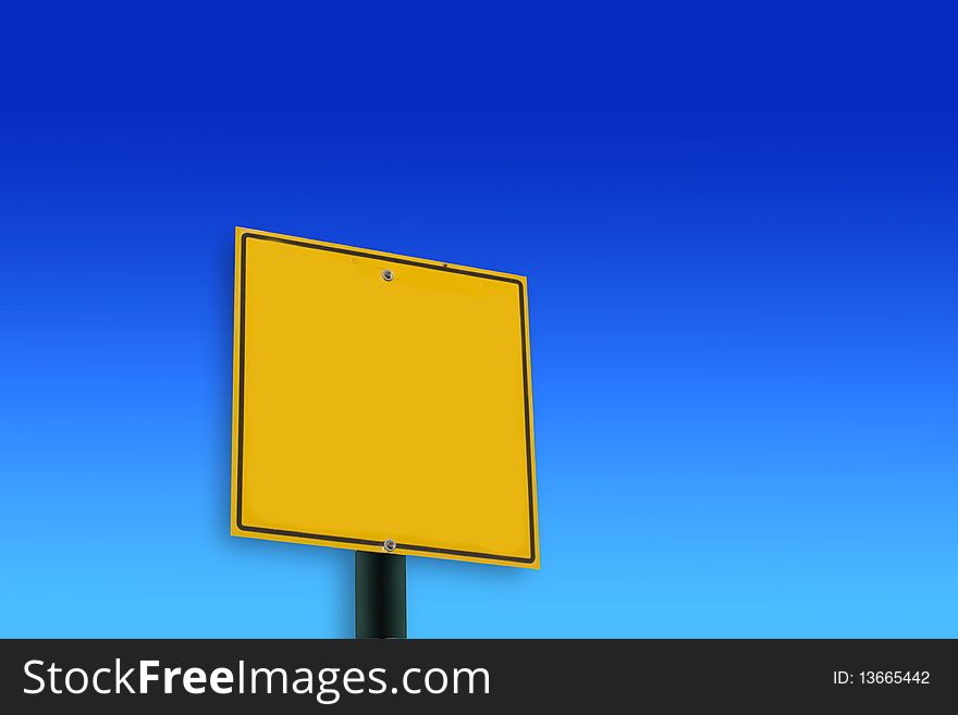 Emty yellow road sign blank