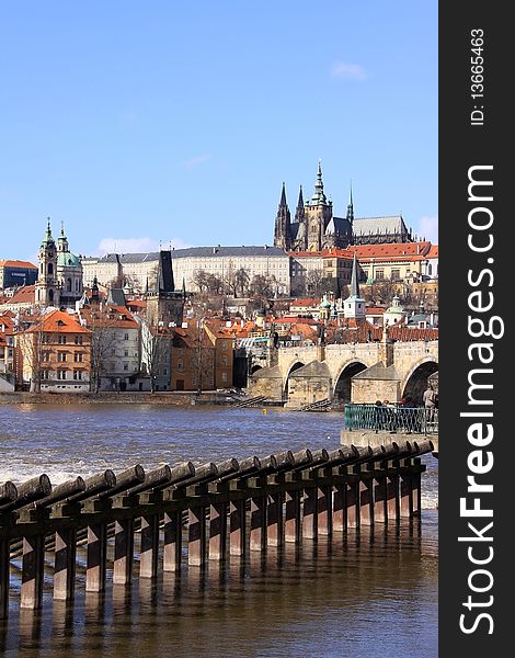 The View on Prague Castle with the Charles Bridge