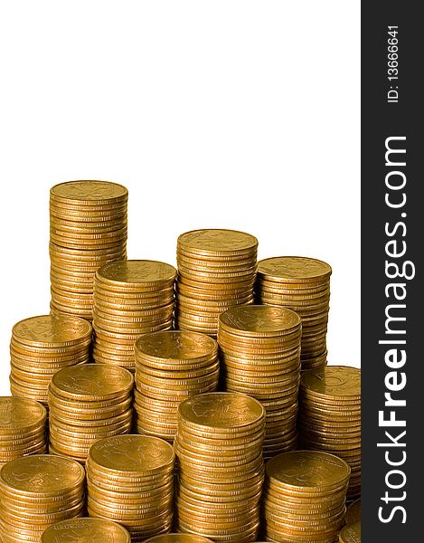 Golden coins isolated isolated over white