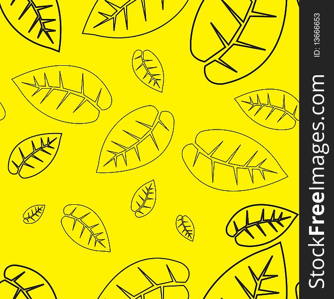 Seamless texture of leaves on a yellow background. Seamless texture of leaves on a yellow background