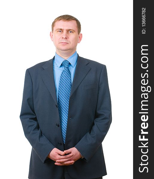 Businessman standing confidently isolated on white background