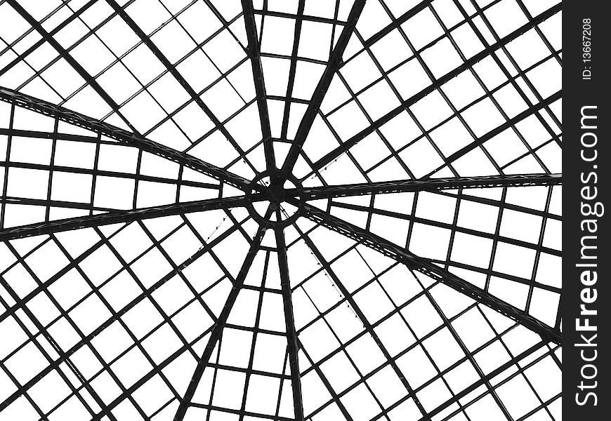 The fragment of glass dome on white background. View from above. The fragment of glass dome on white background. View from above.
