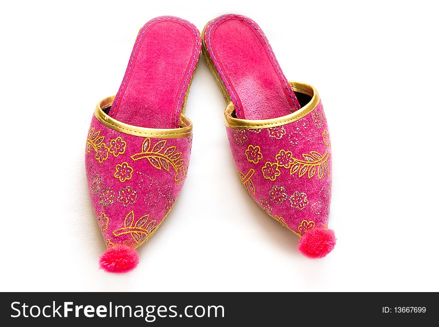 Colorful Turkish slippers isolated on white