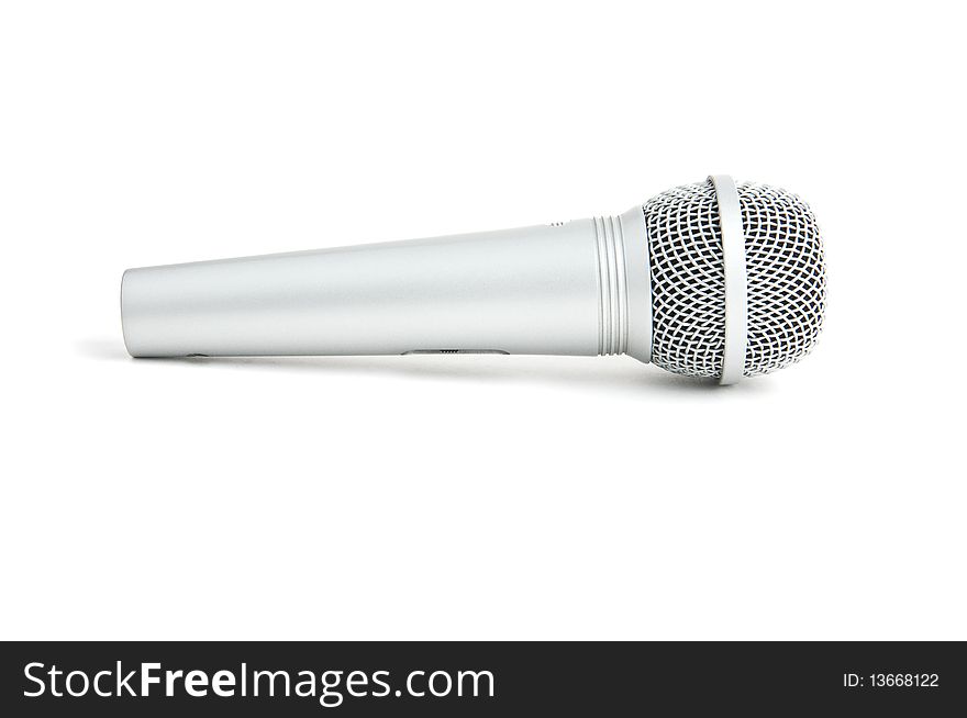 Classic silver microphone white isolated