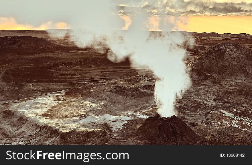 Young volcano finally being born. Young volcano finally being born