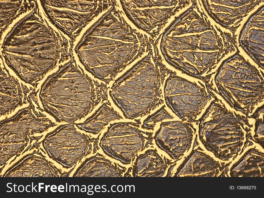 Closeup of brown tanned crocodile leather