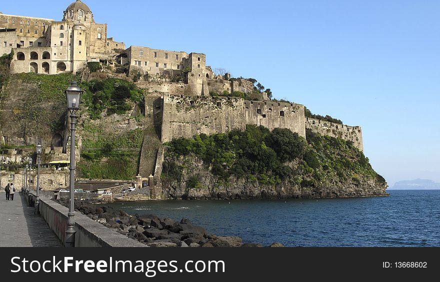 Aragonese castle in ischia,little island in the gulf of napoli