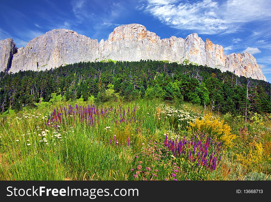 On the photo:Picturesque mountain landscape