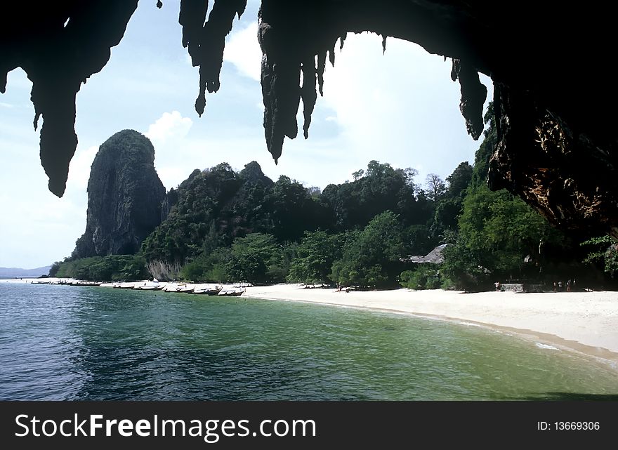 Beautiful white Tham Phra Nang beach, Thailand. Beautiful white Tham Phra Nang beach, Thailand