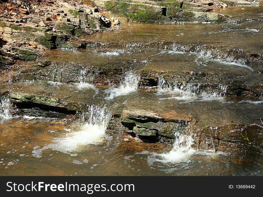 A small water fall in a stream