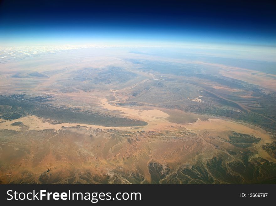 African desert with dark blue sky