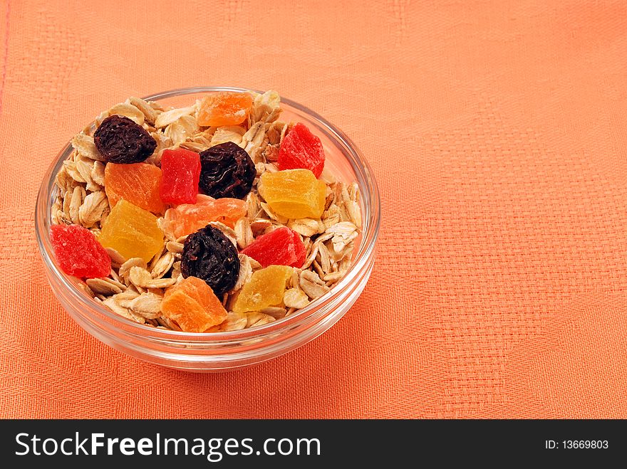 Oatmeal with dried exotic fruits. Oatmeal with dried exotic fruits