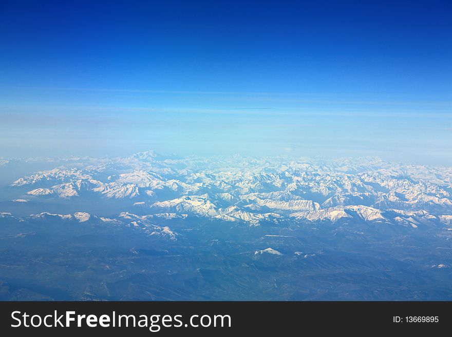 Snow mountains in french alps