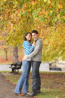 Romantic Teenage Couple In Autumn Park Royalty Free Stock Photos Romantic Teenage Couple In Autumn Park Royalty Free Stock Photos