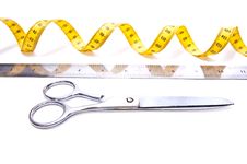 Centimetre And Scissors Royalty Free Stock Image