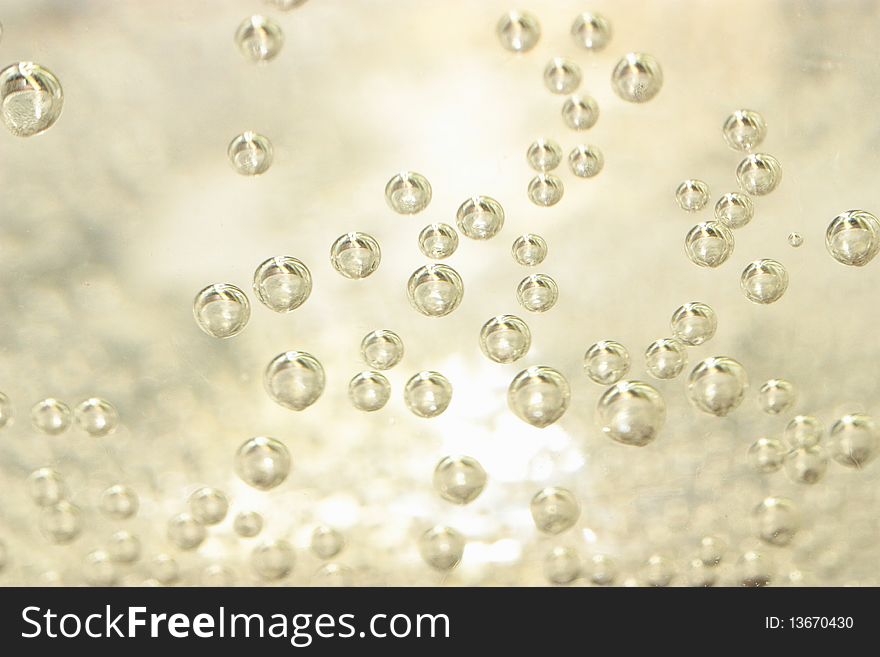 Watter bubbles in a glass of clean water. Watter bubbles in a glass of clean water