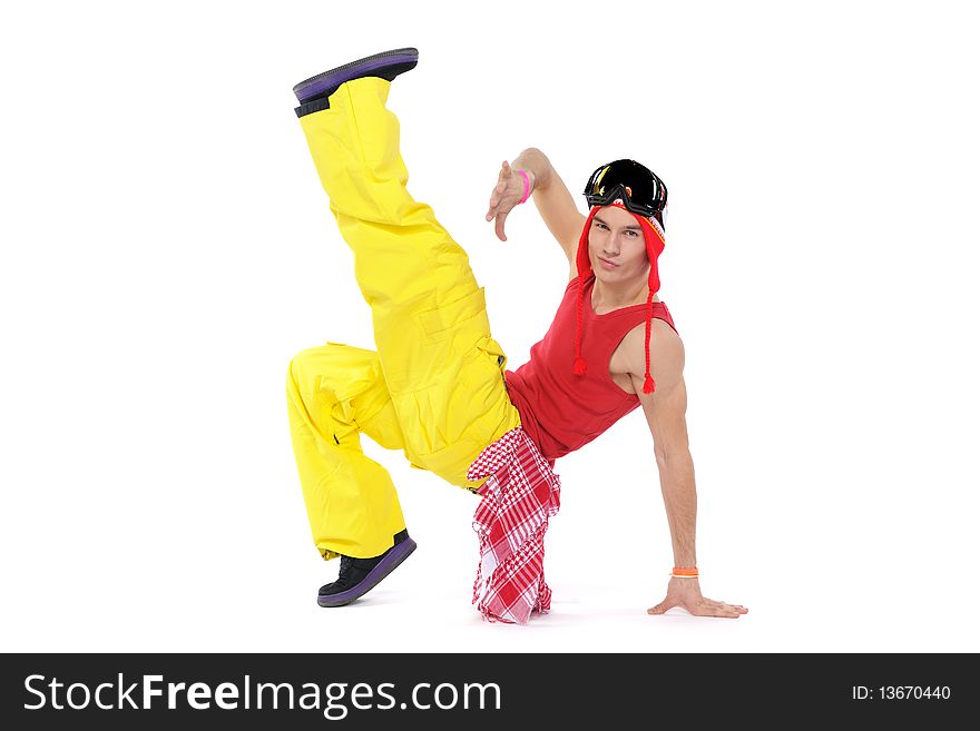 Young breakdancer, isolated on a white background