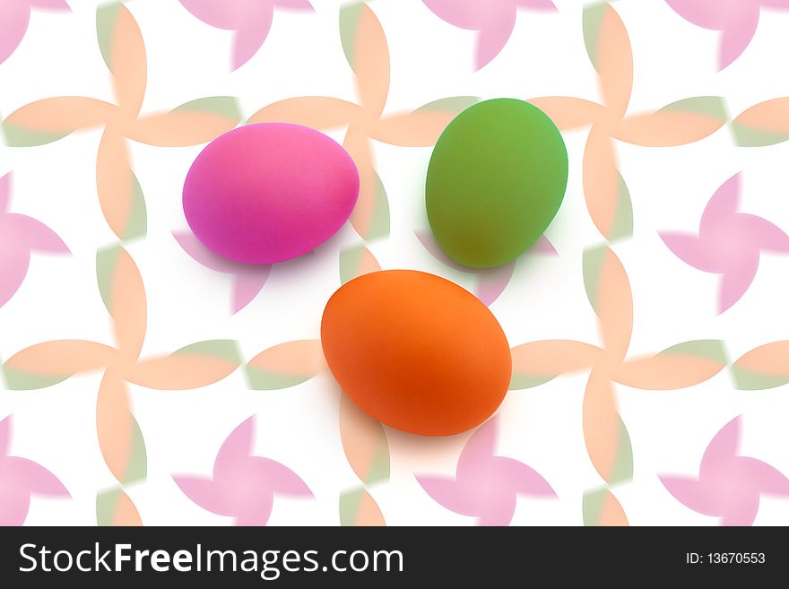 Three easter eggs on the pattern. Three easter eggs on the pattern