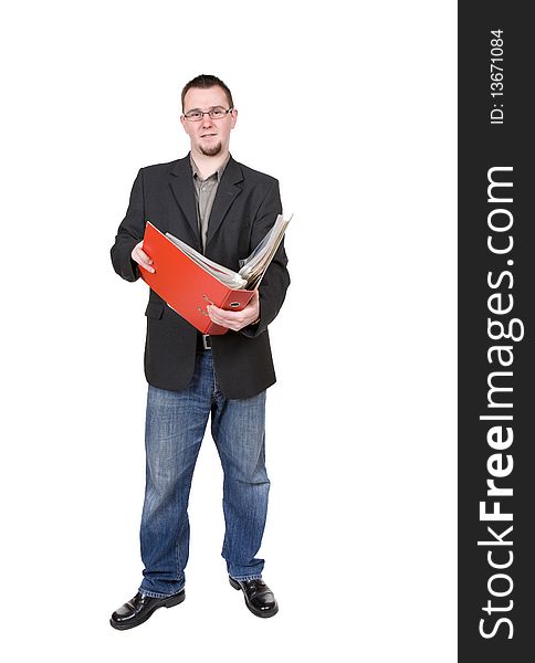 Young businessman over white background