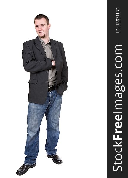 Young businessman over white background