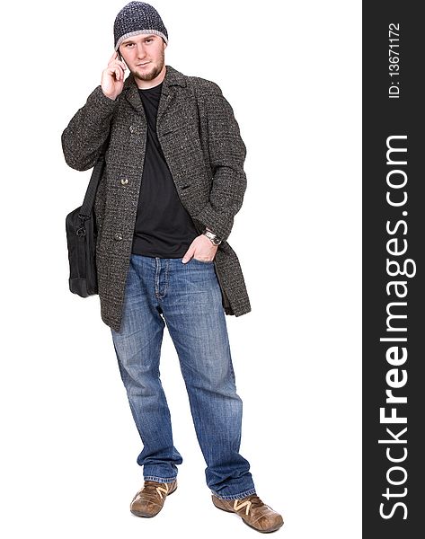 Young casual man over white background. Young casual man over white background