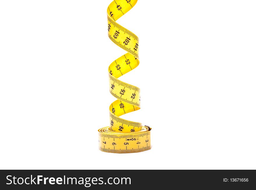 Yellow tape measure isolated on white background