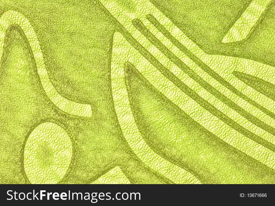 Closeup of patterned green leather