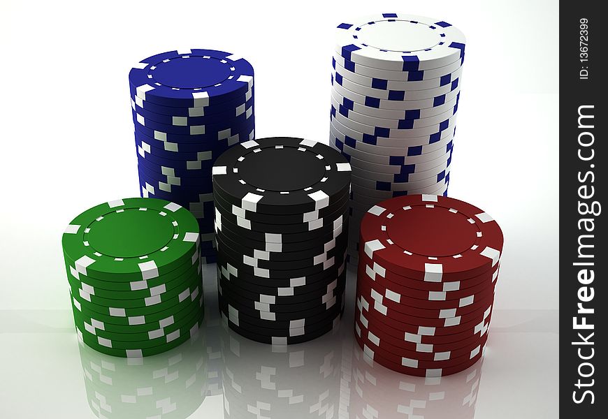 3d render of some stacks of poker chips