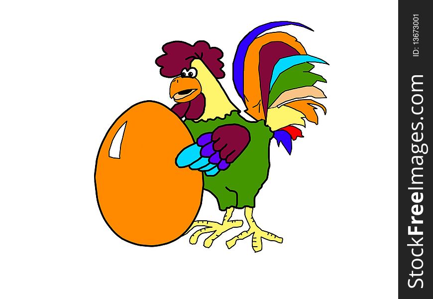 Color village bird and egg. Color village bird and egg