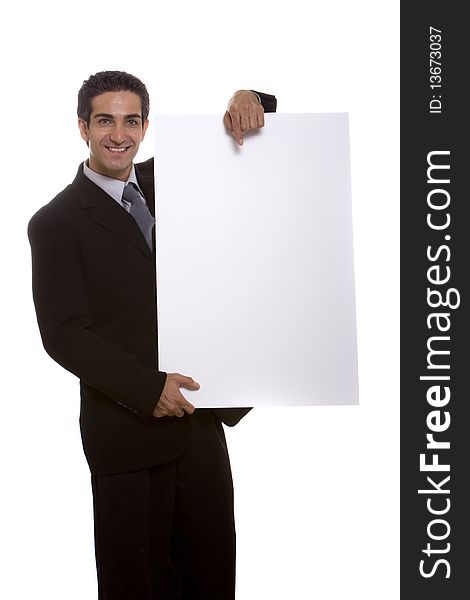 Businessman Holding A Board