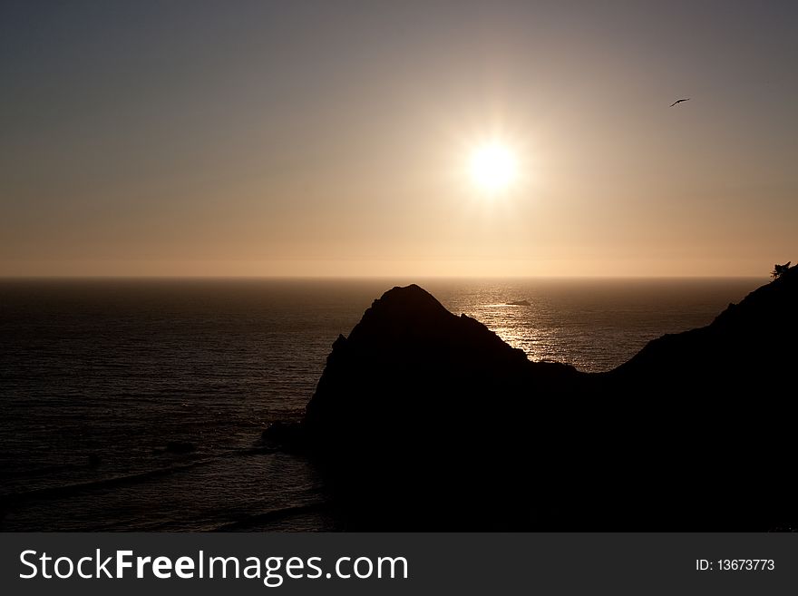 Sunset over the Pacific Ocean in Oregon. Sunset over the Pacific Ocean in Oregon