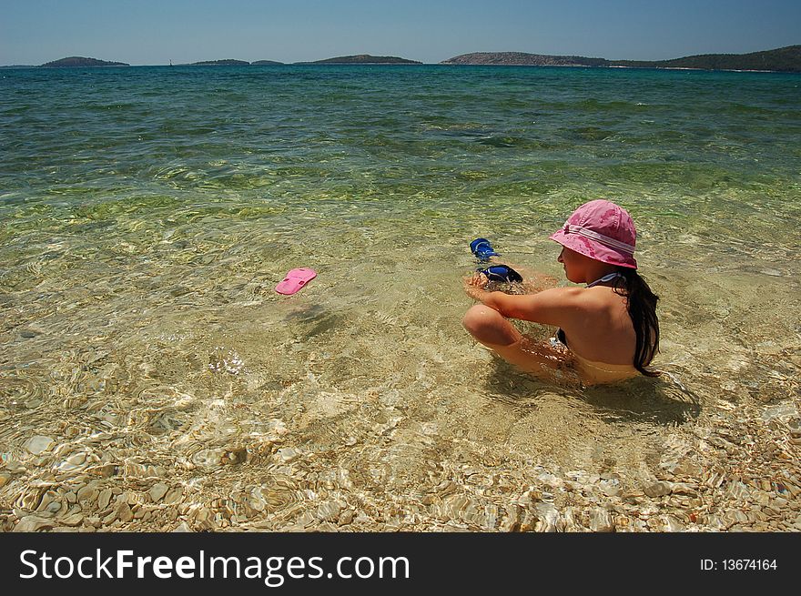 Relaxing in Adriatic sea near Sibenik in Croatia. Relaxing in Adriatic sea near Sibenik in Croatia