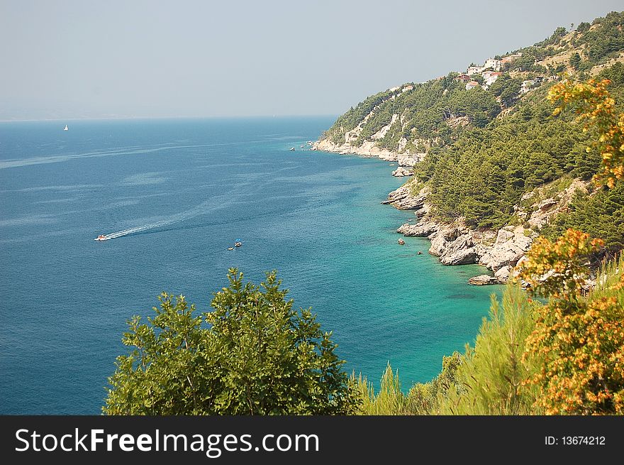picturesque scenic view of adriatic beach in Pisak in Croatia
