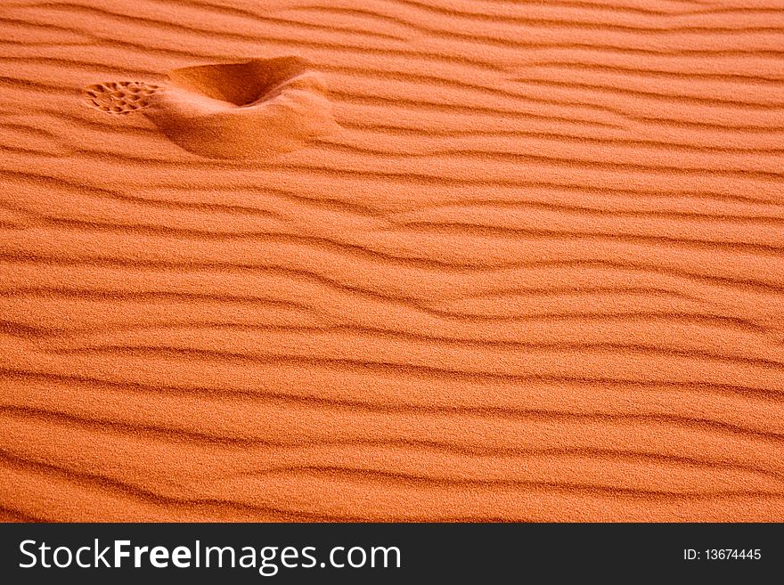 Solitary footprint in a sand dune