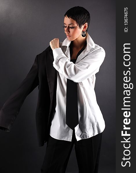 Woman with white shirt dressing coat