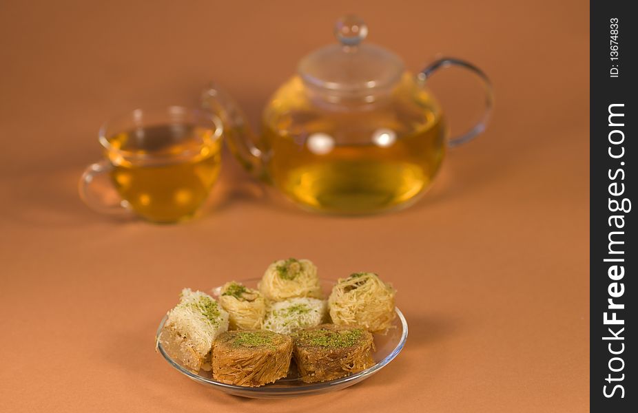 Baklava (eastern sweets) and tea