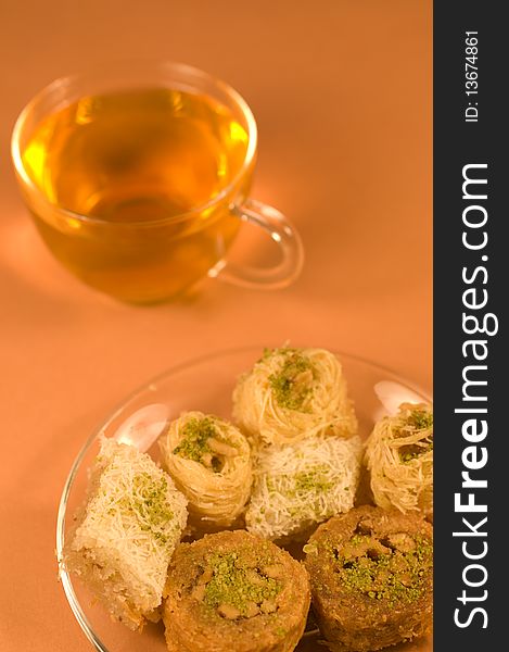 Baklava (eastern sweets) and tea