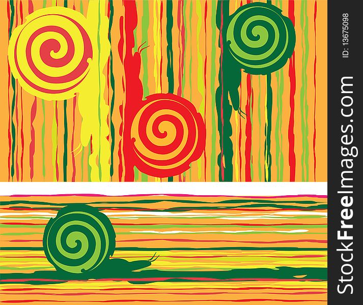 Vector illustration. Background with snails. Abstraction.